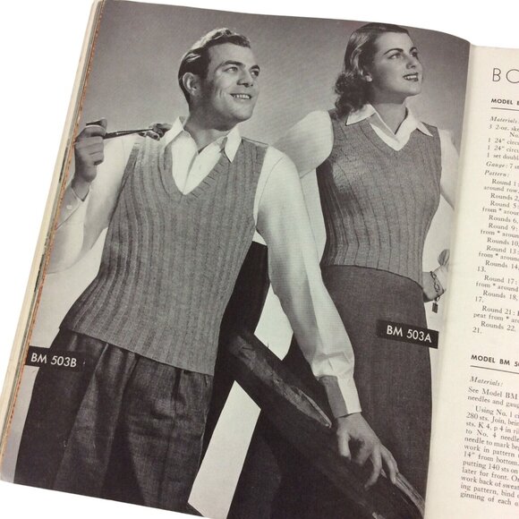 Knitted Classics By Botany Vol VI Family Sweaters Afghans Knitting Designs 1942 - Picture 7 of 10